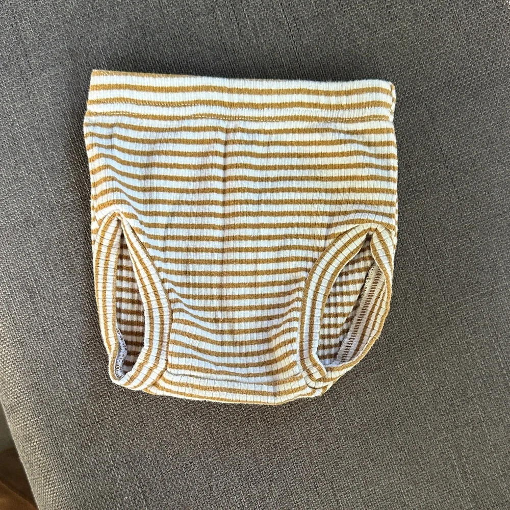 Quincy Mae Tan and White Striped Diaper Cover